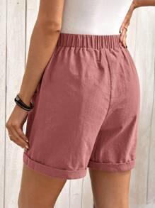 EMERY ROSE Mujer shorts casuales de unicolor con cintura ajustable y bolsillos para el verano