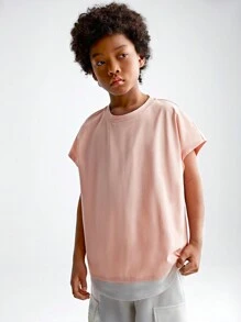 SHEIN Tween Boy Knitted Color Block Sleeveless Sweater, Loose Fit Casual Tank Top - Pink - View 4
