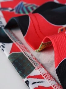 Men Holiday Style Printed Red Boxer Shorts - Multicolor - View 5