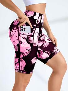 SHEIN Sovereign Charm Women Random Printed Basic Casual Sports Shorts For Daily Wear Biker Shorts