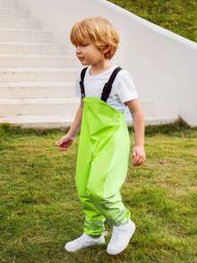 Pantalones impermeables para niños con bloques de color azul, lindos y adecuados para todas las temporada