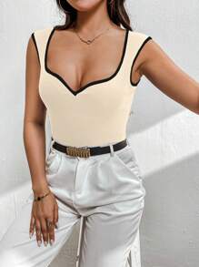 SHEIN Privé Áo khoác nữ Colorblock Edge Cami có tay áo có mũ - Màu Khaki - Xem 3