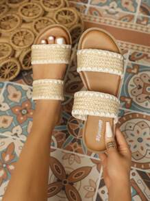 Styleloop 女式時尚平底拖鞋 - 米色 - 查看 5