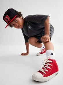JNSQ Chaussures de canevas rouges polyvalentes et classiques de mode pour enfants, convenant pour la rentrée scolaire