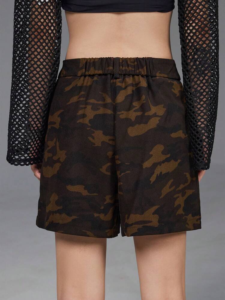 Women Camouflage Heavy Duty Multi-Pocket Casual Streetwear Cargo Shorts