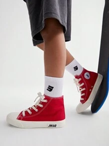 JNSQ Chaussures de canevas rouges polyvalentes et classiques de mode pour enfants, convenant pour la rentrée scolaire