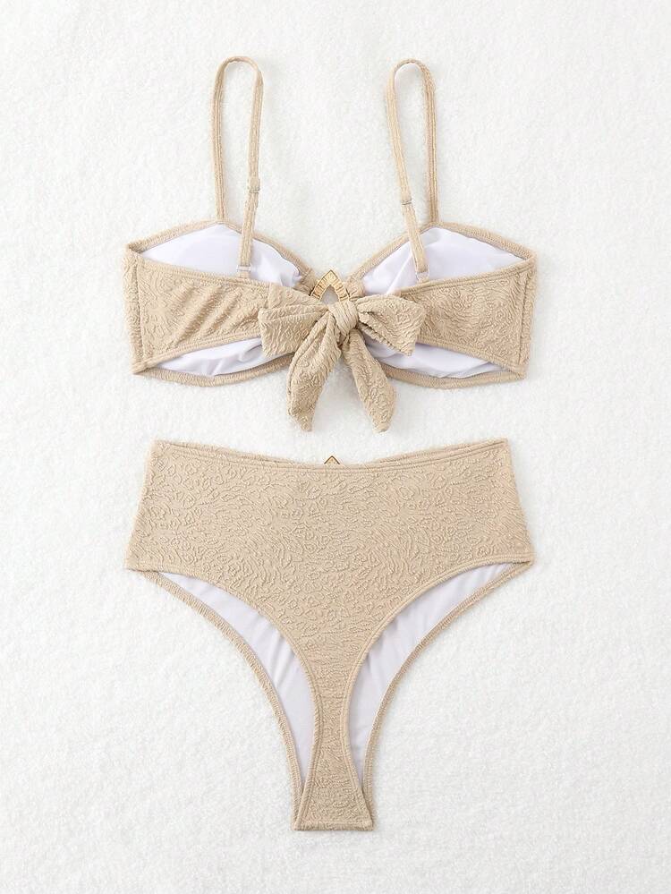 Women Solid Color Simple Daily Bikini Set, Random Cut,Summer Beach