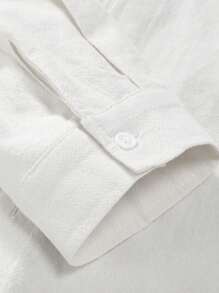 Manfinity RSRT Men Vacation Casual Long Sleeve Shirt And Shorts Set, Fall Clothes, Cozy Outfits - White - View 8