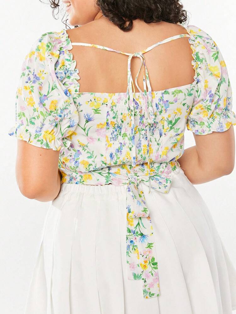 Summer Rural Vacation Printed Plus Size Top For Women
