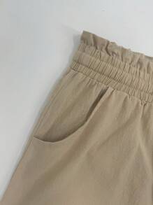 SHEIN Unity Shorts casual da donna a vestibilità ampia con cintura in vita e tasche - Albicocca - Visualizzare 8