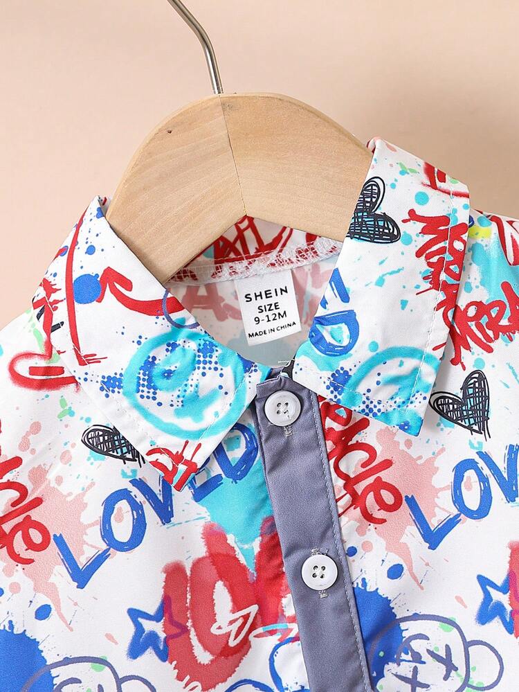 2pcs/Set New Fun And Cool Printed Denim Pants Set For Baby Boys, Suitable For Sport And Daily Leisure In Spring And Summer