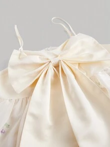 SHEIN MOD Plus Size Embroidered Dress With Large Bow Decoration - White - View 4