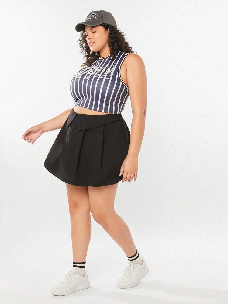 Vintage Plus Size Women College Style Skirt For Summer