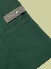 TaskEZ Slim Fit V-Neck Short Sleeve Multi-Pocket Top & Pants Scrub Uniform Sets - Dark Green - View 4