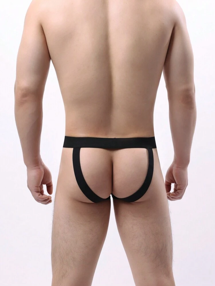 Men Panda Print Open-Bottom Thong Sexy Underwear