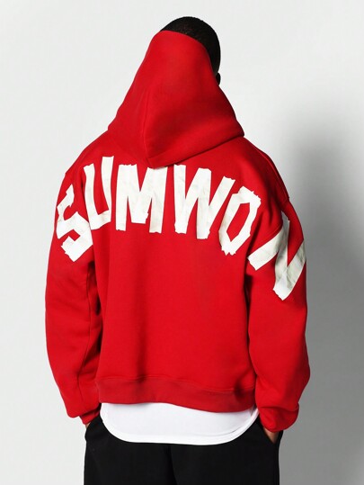 SUMWON Regular Fit Overhead Hoodie With Front And Back Graphic Print
