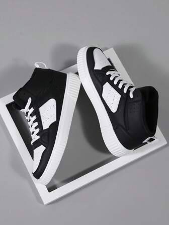 Men's Flats Shoes Casual Sneakers, Lace Up Soft Sole Flat Comfortable Skate Shoes For Men, Lightweight High-Top Daily Shoes