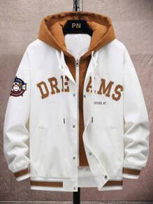 Men's Casual Hooded Jacket With 2 In 1 Design - White - View 3
