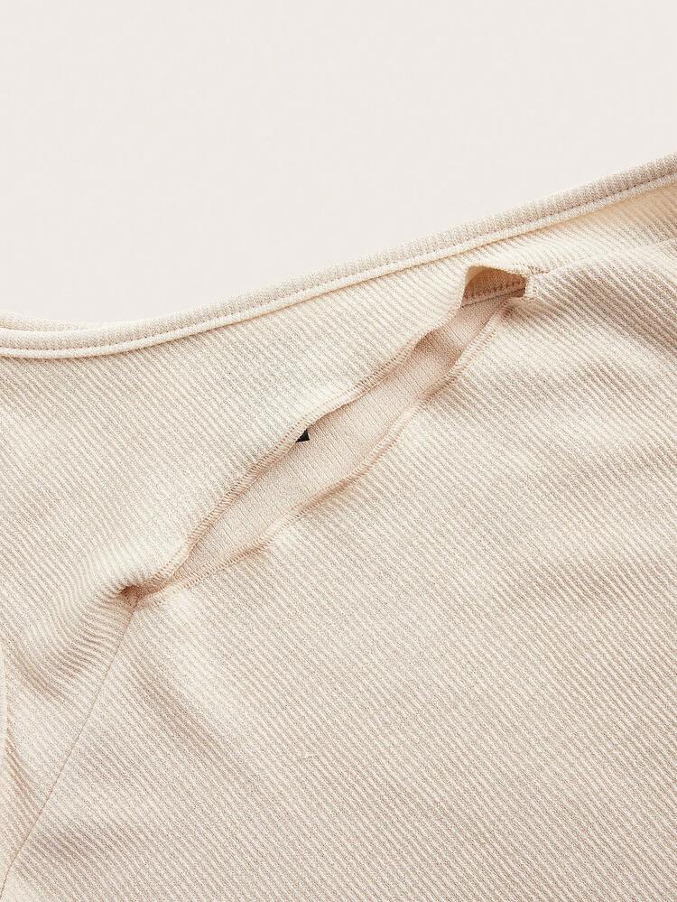 SHEIN X SAMADHI SHEIN Unity Women's One Shoulder Cut Out Cropped Top - Apricot - View 3