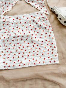 Soleia 女性度假扭結前胸領口上衣和高開叉裙套裝 - 白色 - 查看 4