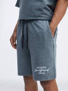 Manfinity NXTstreet Men Fashionable Loose Casual T-Shirt And Shorts Set For Summer - Grey - View 7