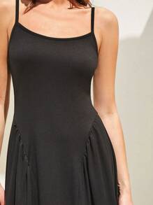 Forever 21 Women Solid Color Spaghetti Strap Sleeveless Sundress For Summer - Black - View 6