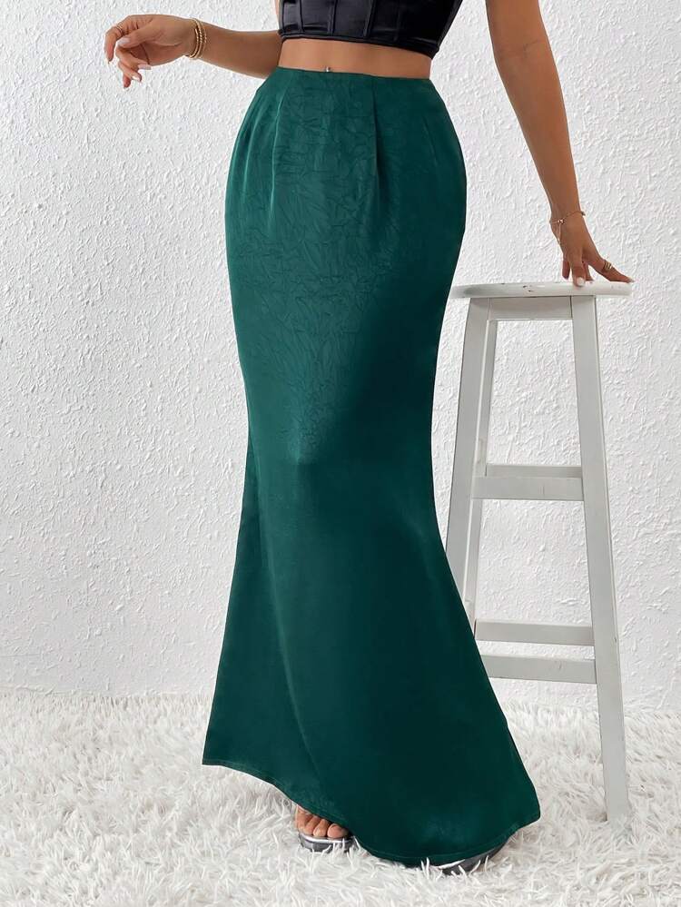 Women Solid Color Pleated Party Skirt With Side Slit Fall Cloth For Women