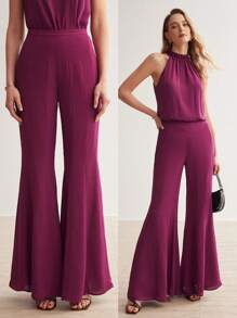 MOTF PREMIUM SOLID FLARE LEG PANTS - Red Violet - View 2