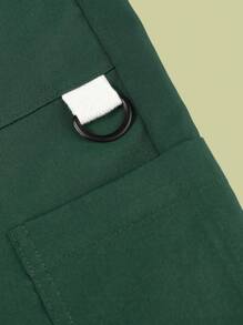 TaskEZ Slim Fit V-Neck Short Sleeve Multi-Pocket Top & Pants Scrub Uniform Sets - Dark Green - View 3