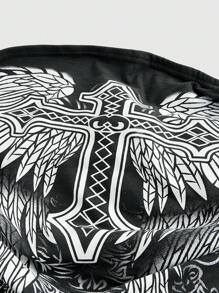 ROMWE Grunge Punk Áo ống rút bên hông in hình chữ thập và cánh thời trang mùa hè cho nữ, đi học - màu đen - Xem 2