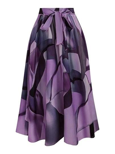 Franclia Plus Size Women's Fashionable Elegant Printed A-Line Skirt