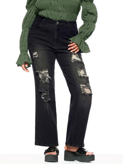 Forever 21 Summer Y2K Punk Distressed Plus Size Women Jeans