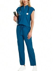 Set de 2 uniformes de moda con cuello mao para mujer