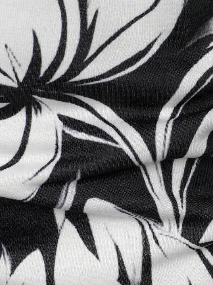 Men Summer Letter & Floral Print Short Sleeve Casual Polo Shirt