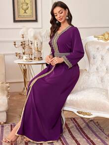 Women's Embroidered Patchwork Long Arabic Style Dress