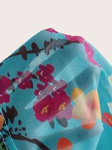 SHEIN LUNE 女式花卉印花寬鬆度假款開衫，隨機裁剪