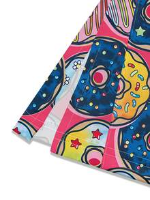 Parte superior de uniforme de scrubs de manga corta con estampado de donut de moda - Multicolor - Ver 4