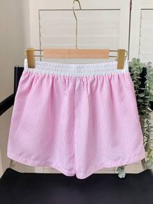 Comfortcana 女士夏季字母拼接條紋家居休閒短褲