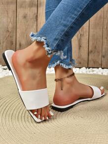 Women's Fashion Pleated Open Toe Flat Slide Sandals, Plus Size Casual Slippers