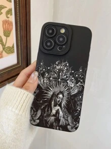 ROMWE Goth Funda de teléfono negro con dibujo de retrato - Multicolor - Ver 4