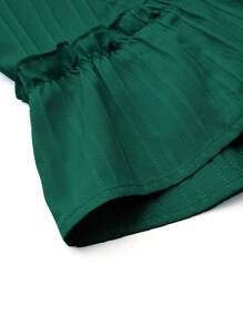 Celure Vestido de talla grande para mujer, con corte imperio y escote en V, con vuelo - Verde Oscuro - Ver 4