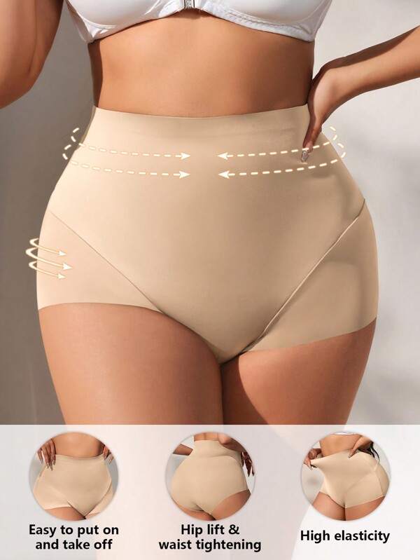 NudeFit Femmes grandes tailles sans couture culotte gainante à taille haute et contrôle du ventre, pack unique