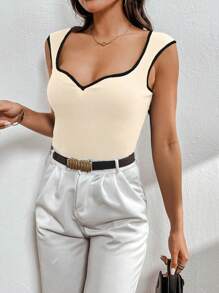 SHEIN Privé Áo khoác nữ Colorblock Edge Cami có tay áo có mũ - Màu Khaki - Xem 6