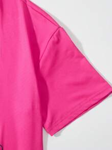 Set aus Lässig-Kurzarm T-Shirt mit bedruckten Cartoon-Charakteren und Radlerhose für Teenager Mädchen im Sommer (2 Stücke)