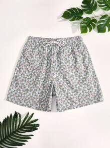 Surfspeed Men Drawstring Waist Floral Print Casual Loose Beach Shorts - Multicolor - View 1
