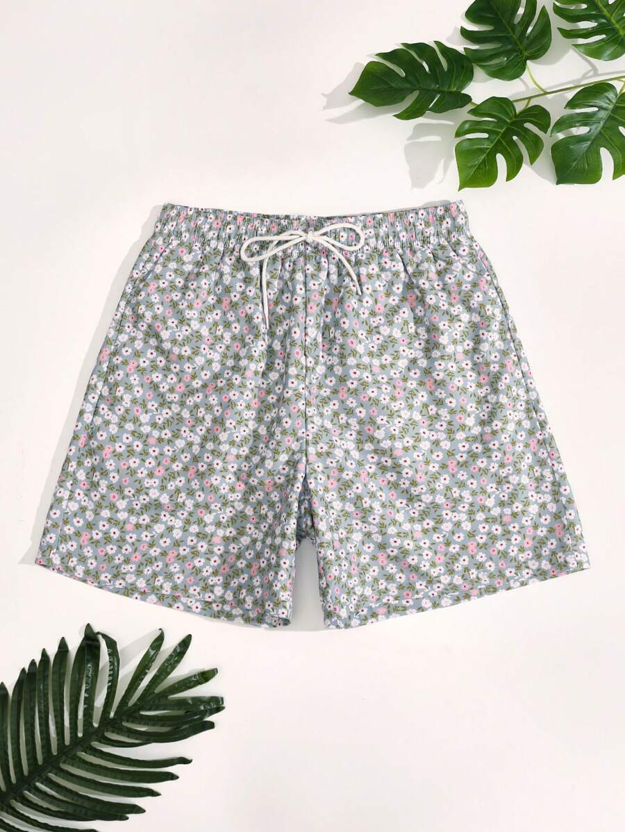Surfspeed Men Drawstring Waist Floral Print Casual Loose Beach Shorts - Multicolor - View 1