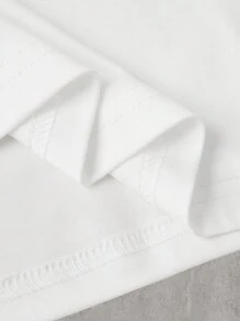 SHEIN EZwear 女性雛菊印花短袖短上衣，夏季休閒T恤 - 白色 - 查看 6
