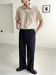 DAZY Men Summer Fashion Versatile Printed Polo Shirt - Apricot - View 2