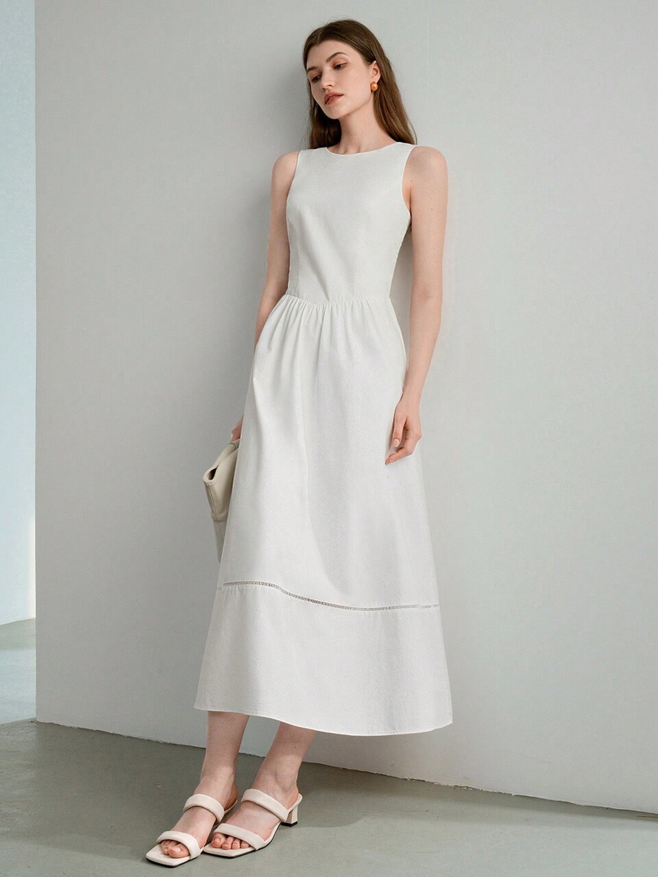 MOTF STUDIO SOLID TIGHT WAIST RUFFLE HEM DRESS
