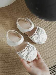 夏季新款舒適防滑杏色中空鞋面時尚柔軟底平底公主鞋，適合幼童女孩 - 白色 - 查看 1